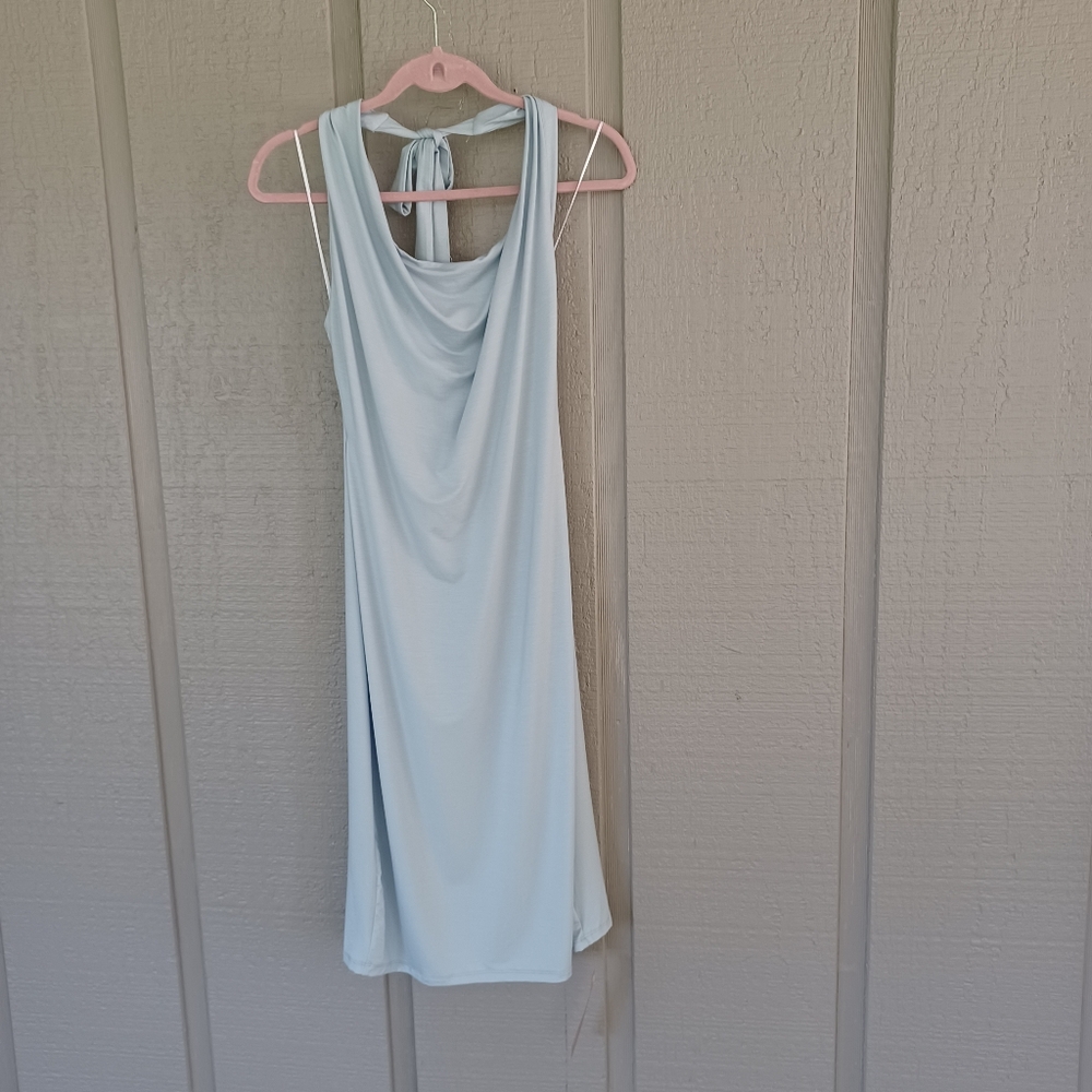 Reformation Zoisa Knit Halter Dress Size M Women Preppy Halter Neck Stretch Blue